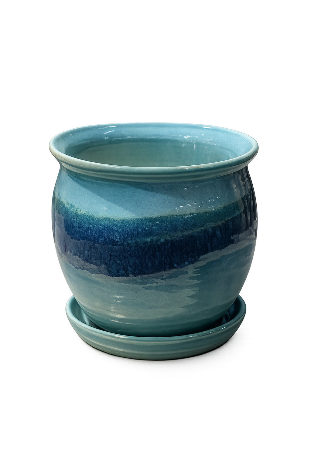 Handmade Ceramic Indoor Planter with Drainage Tray – Modern Stoneware Plant Pot for Houseplants, Succulents & Home Decor